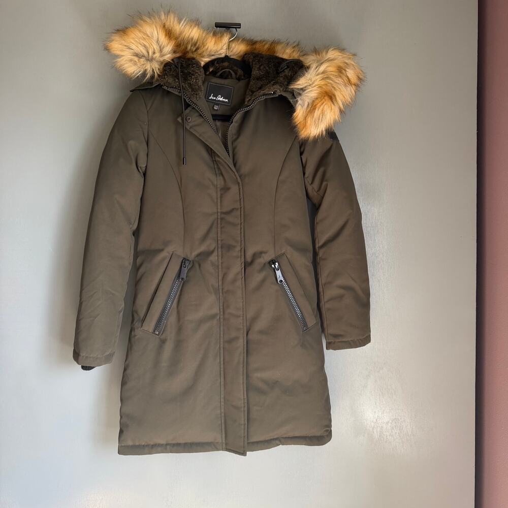 SAM EDELMAN Women's XXS Loden Green Faux Fur Puffed Down Parka Jacket NWOT Cold